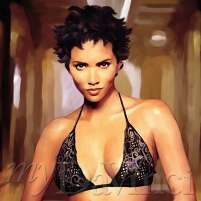 Halle Berry Oil Painting Giclee - myDaVinci